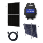 Steckerfertiges 850 Wp Glas-Glas Balkonkraftwerk mit WR, Kabel und Balkonhalterung (eckig)