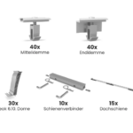 K2 Unterkonstruktionsset für 20 Module von K2, D-Dome, Flachdach, silber, OST/WEST