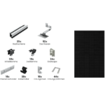 8,6 kWp Solarset, Module mit Unterkonstruktion: Ja 430 Glas/Glas Fullblack, Schrägdach-UK mit Standardhaken