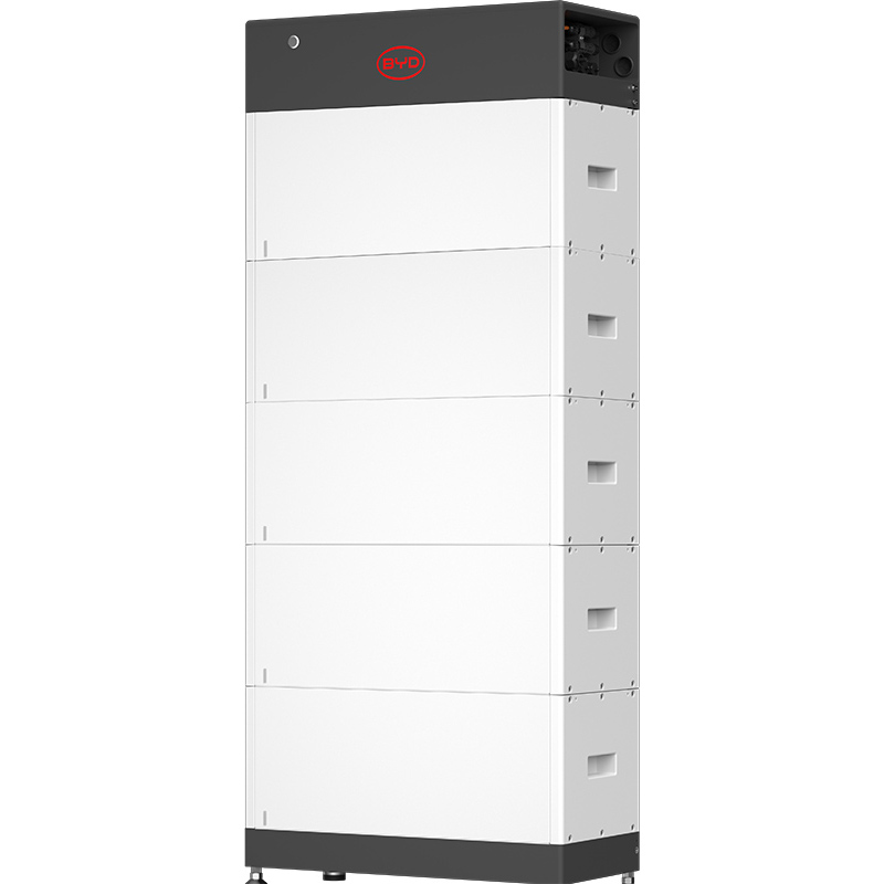BYD HVS+128 BYD HVS+ 12.8 kWh Hochvolt-Speicher bestehend aus fünf Modulen und BDU, modular erweiterbar und kompatibel mit modernen Hybrid-Wechselrichtern.