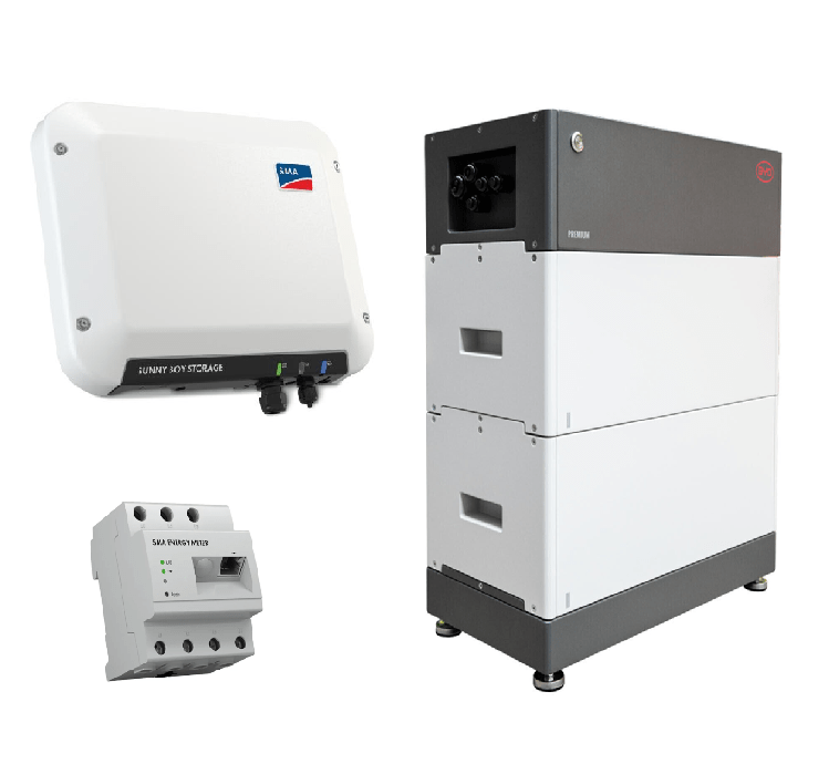 Speicher Nachrüstset mit SMA Sunny Boy Wechselrichter, BYD HVS Speicher u. SMA Energy Meter